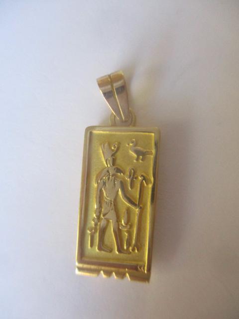 18K 6 1/8" x 3 1/8" Cartouche Charm: Appr. 4 grams. See photos for condition and details.