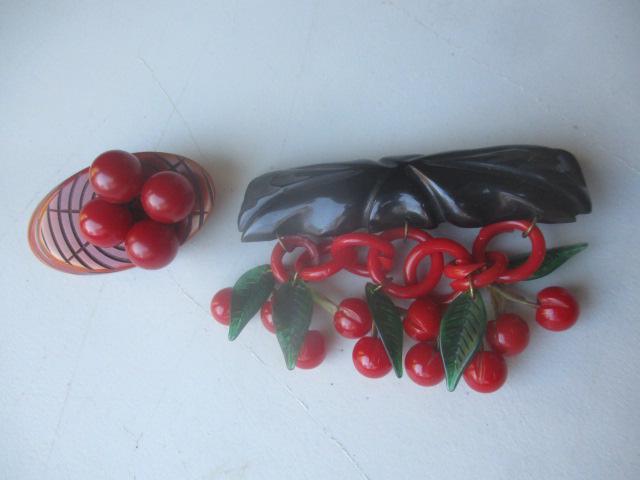 Bakelite Cherry Pins Brooches (1 of 9)