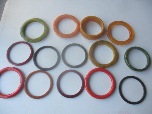 14 Bakelite Bracelets: See photos for condition and details.