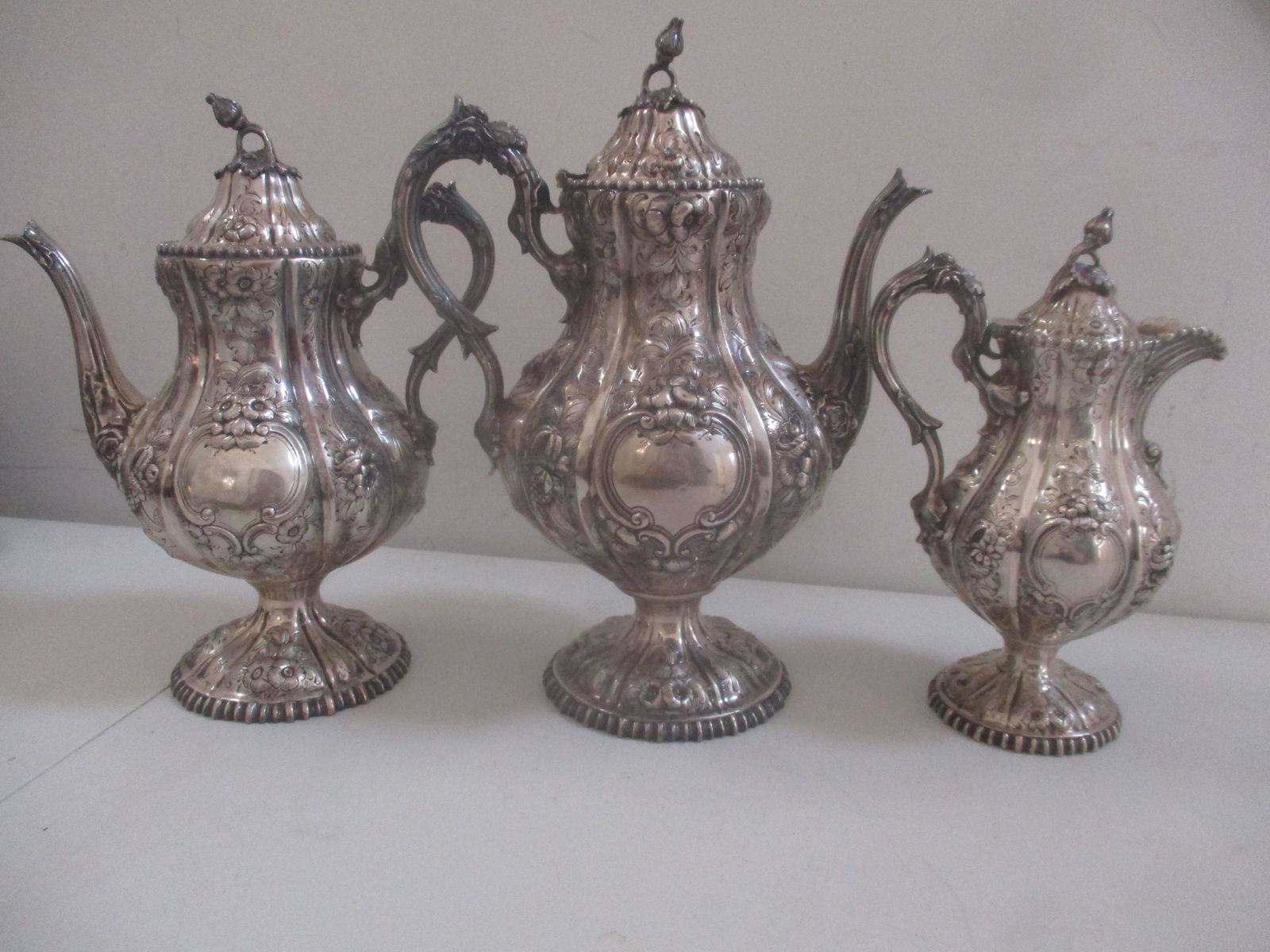 Sterling 3 Piece Coffee & Tea Set Ball Black & Co. NY (1 of 15)