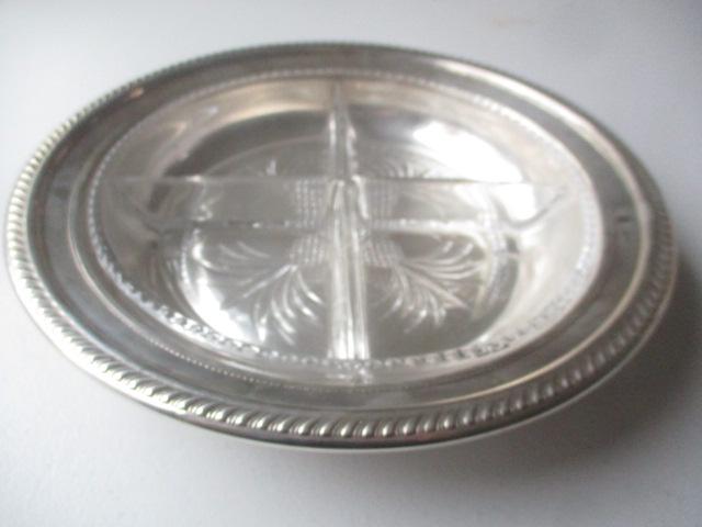 Sterling silver Divided Bowl w/ Glass Insert (1 of 4)