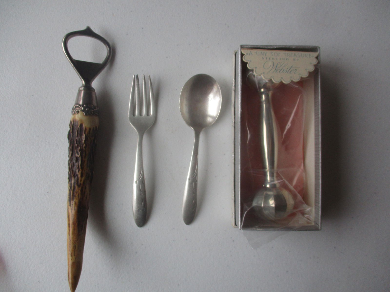 Sterling Rattle Original Box & Baby Spoons, etc. (1 of 3)