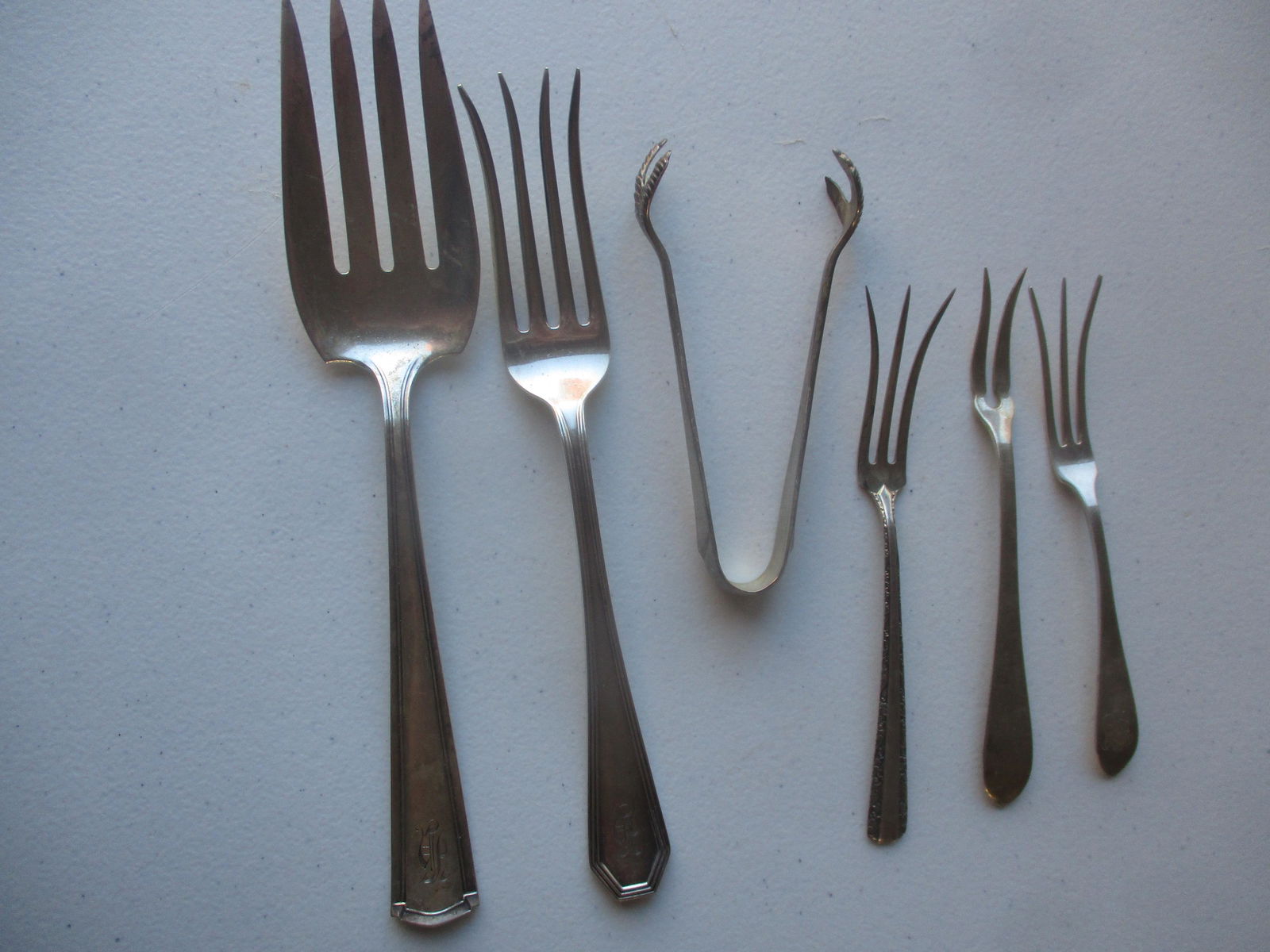 Sterling Serving Forks, Lemon Forks, Sugar Tongs, Etc (1 of 5)