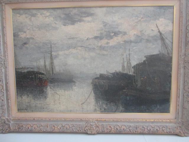 Signed O/C Harbor Scene (1 of 11)