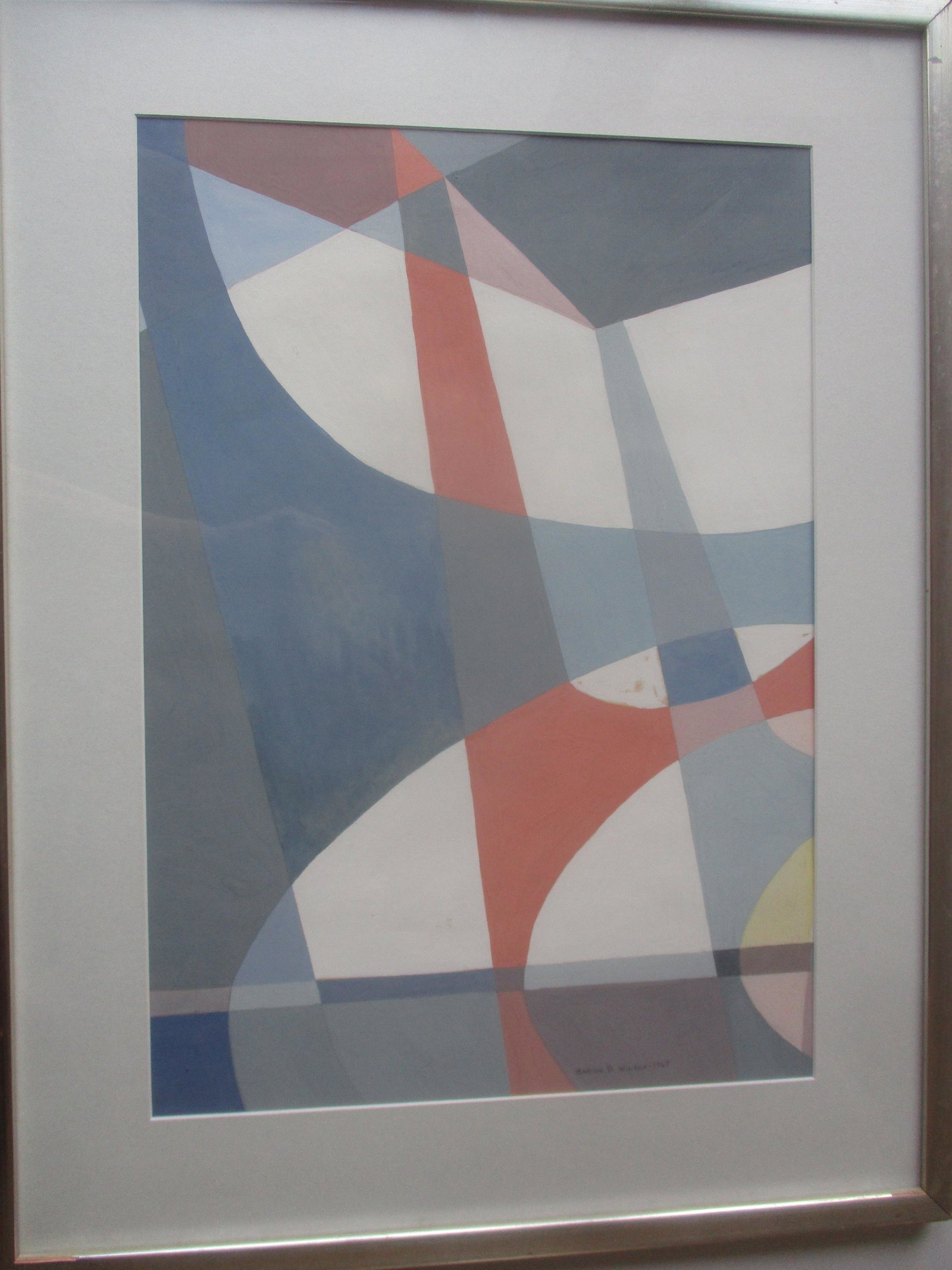 Marion B. Wilson Paint on Paper 1967: 15" x 11" - Fraying Around Edges - Frame: 19 1/2" x 15" - See photos for condition and details