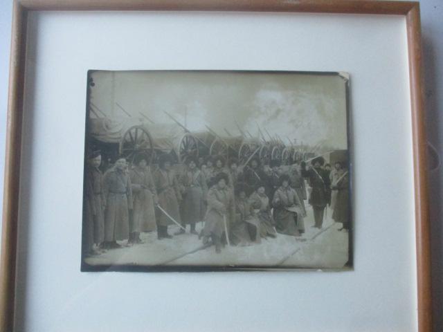 Vintage Cossacks Photo with Wagons and Sabers: WW1 ra. Photo: 7" x 9 1/4" - Frame: 12 1/4" x 14 1/2" - See photos for condition and details