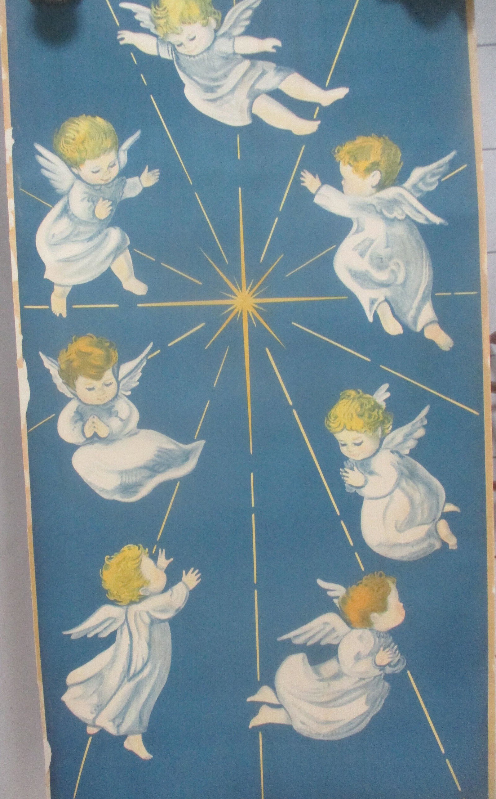 1960's Christmas Angels Sears and Roebuck: Advertising Poster 6' x 3' - Tape Marks, Some Edge Tears and Light Staining - Please see photos for condition and details