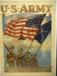 WW II U.S. Army Guardian of the Colors Poster: 1940 Scarce (25.000) Printing - WW II Recruiting Poster by Tom Woodburn - 25" X 37 1/2"