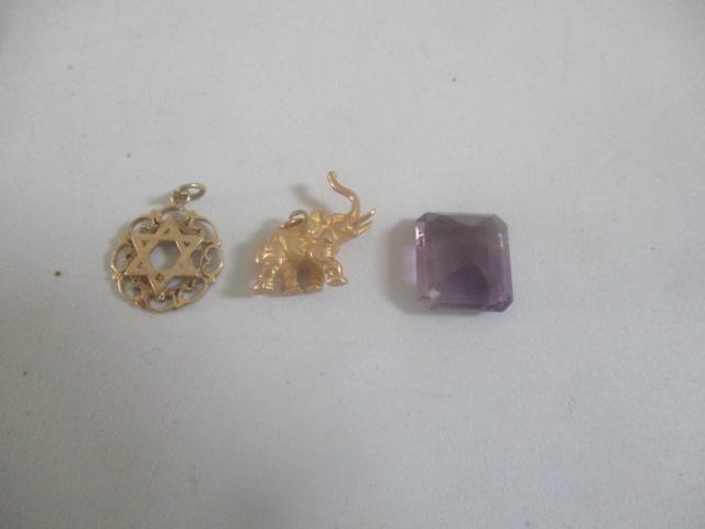 14k Elephant & Star of David Charm & Amethyst (1 of 4)