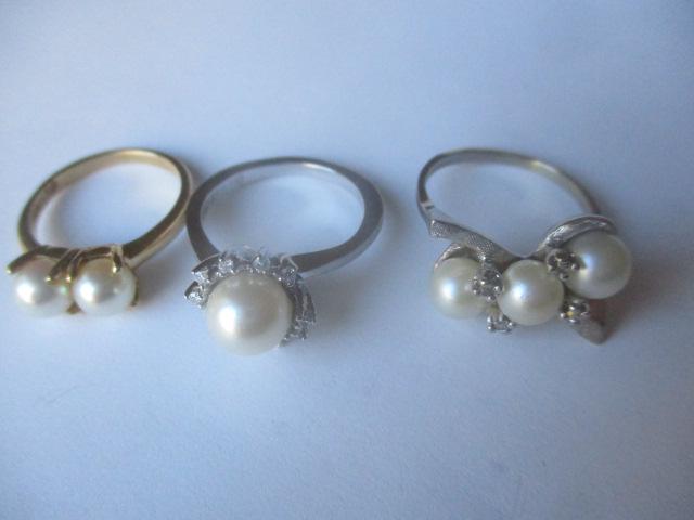 2 14K WG & Pearl Rings & 14K Gold & Pearl Ring (1 of 7)