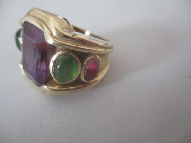 14K Amethyst and Emerald Ring - Size 6 (1 of 5)