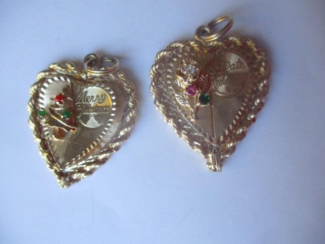 2 14K Heart Charms -  with Gemstones (1 of 4)