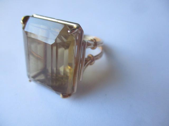 14K Gemstone Ring 3/4" x 5/8" - Smokey Topaz (1 of 4)