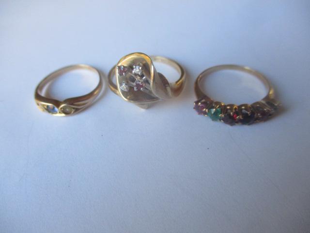 14K Diamond & Ruby Ring, & 2 Other Rings (1 of 5)