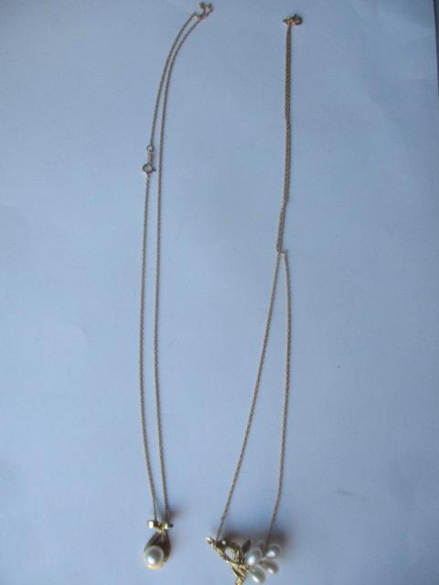 2 14K 18" Pearl Necklaces - 1 with Gemstone (1 of 4)