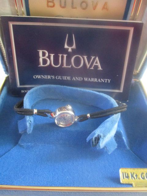 14K White Gold Women's Bulova Wristwatch: with case - See photos for condition and details