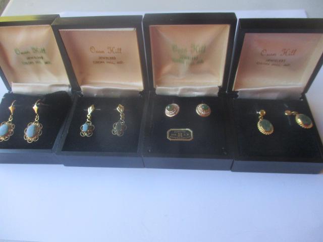 4 Pairs 14K Jade Earrings (1 of 5)