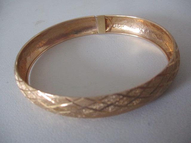 10K Gold Patterned Cuff Bracelet: Appr. 3" wide - Appr. 7 Grams - See photos for condition and details