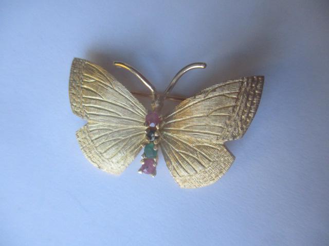 14K Butterfly & Gemstone Pin (1 of 2)