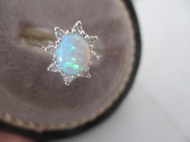 14k White Gold Opal & Diamond Ring (1 of 5)