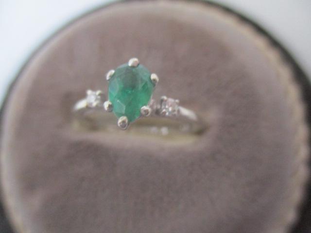 14K White Gold Diamond & Emerald Ring (1 of 5)