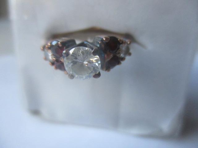 14K Garnet and 3/4 CT Diamond Ring - Good Quality (1 of 5)