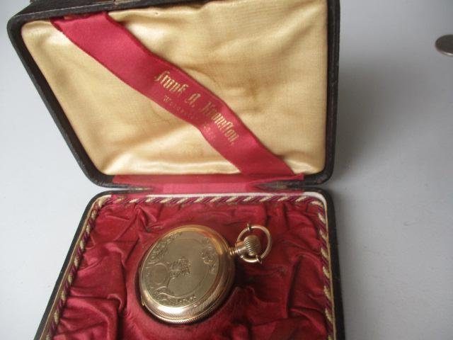American Waltham Gold Filled Pocket Watch: Hunter Case with Original Box - RUNS - See photos for condition and details