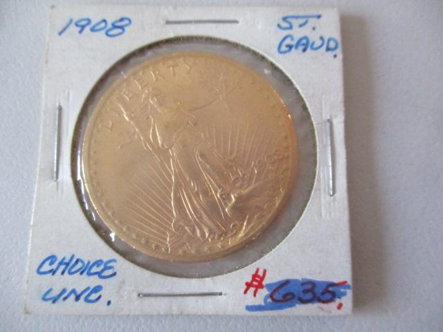 1908 St. Gauden's $20 Gold Double Eagle Coin (1 of 4)