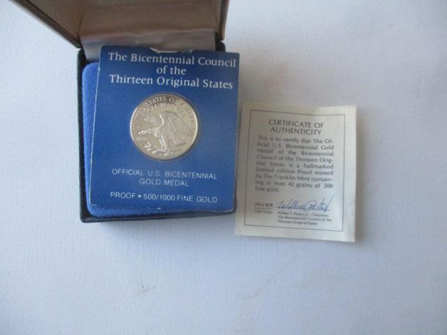Franklin Mint 500/1000 Fine Gold Bicentennial Coin (1 of 4)