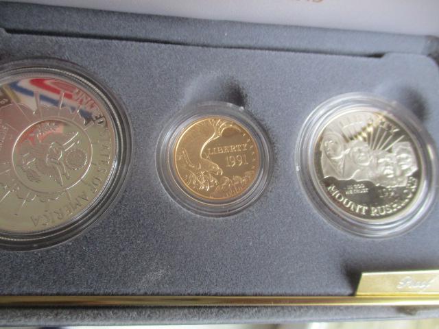 1991 Mount Rushmore $5 Gold Coin and Silver Dollar and Half Proof Set (1 of 5)