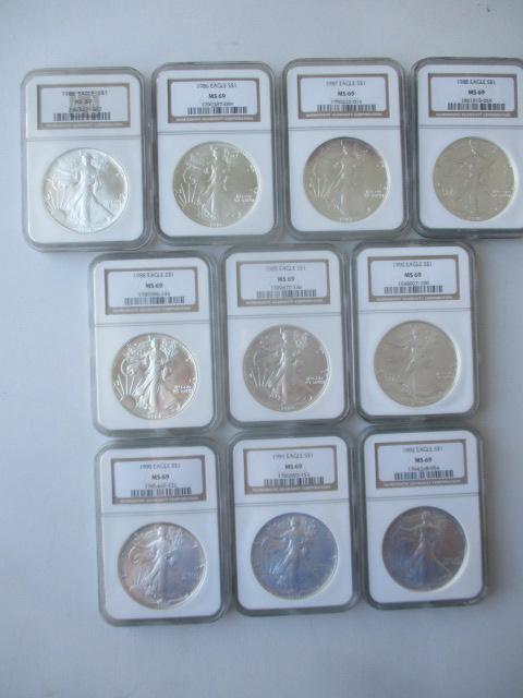10 Silver Eagle Numismatic Guaranty Corp. NGC (1 of 11)