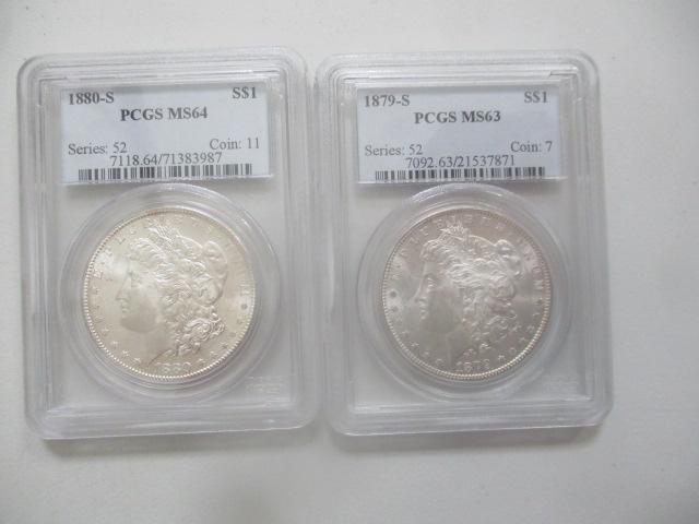 1879-S PCGS MS63 and 1880-S PCGS MS64 Morgan (1 of 5)