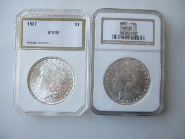 (2) 1887 MSGS Morgan Silver Dollars - NGC & PCI (1 of 5)