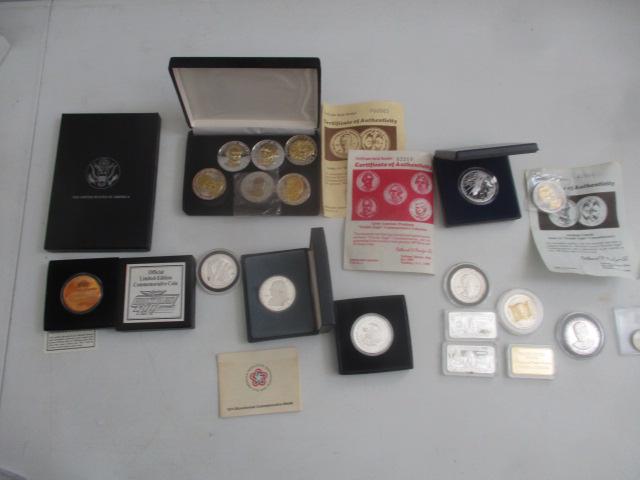 Gold Layered & other Coins: Confederate States of America Silver Coin and Silver and Gold Layered Coins and Other Coins and Ingots. See photos for condition and details