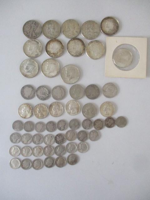 Walking Liberty, Franklin and 40% Silver Kennedy Half Dollars, Barber and Washington Quarters, (1 of 20)