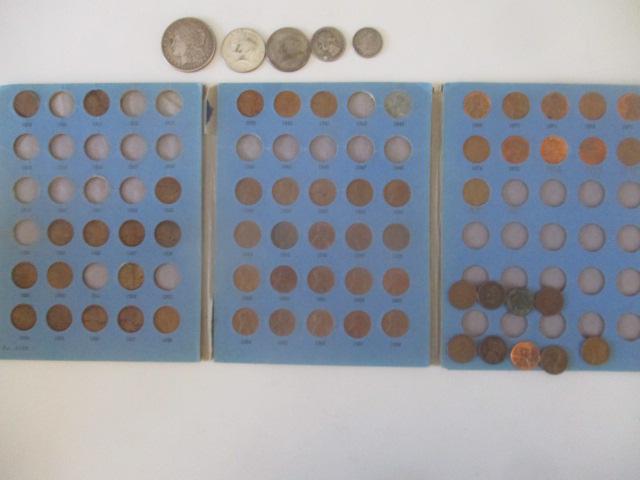 1921 Morgan Dollar, (2) 40% Silver Kennedy Halfs, 1944 Quarter (Holed), 1883 V Nickel, 4 Indian (1 of 13)