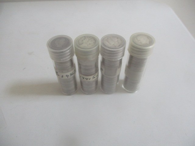 4 Rolls of Silver Dimes: 1 Barber Dime, Mercury and Roosevelt (1 of 7)