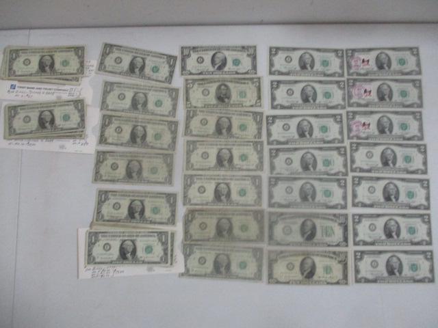 (59) 1976 Joseph W. Barr Bills, 1934 $10 B - New York Note, 1950 and 1974 $10 Notes, 9 Uncirculated (1 of 18)