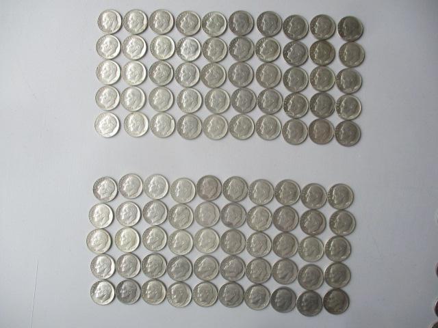 (100) 1960s Roosevelt Silver Dimes (1 of 3)