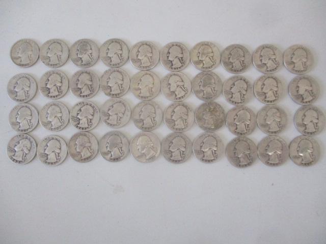 Roll of (40) 1930's & 1940's Washington Silver Quarters (1 of 12)