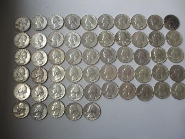 (55) 1964 Washington Quarters: (18) 1964-D and (37) 1964 (1 of 5)