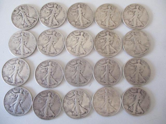Roll of (20) Walking Liberty Half Dollars (1 of 9)