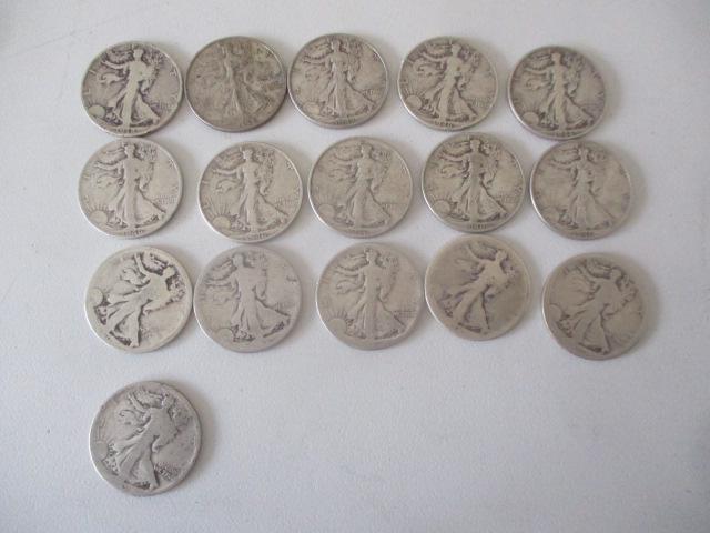 16 Walking Liberty Half Dollars (1 of 6)