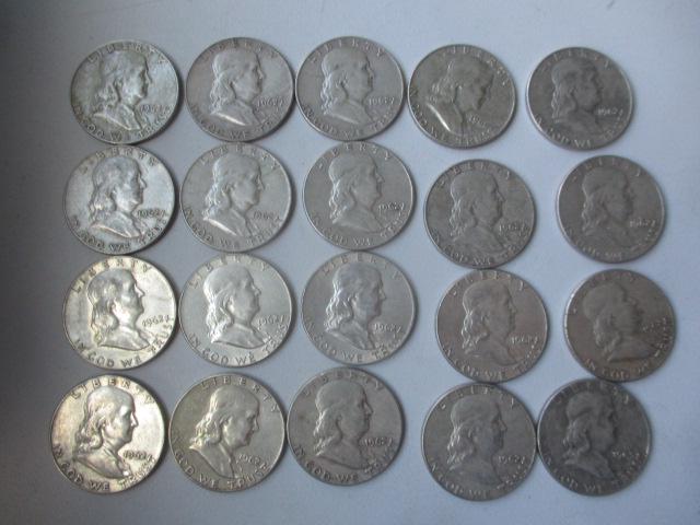Roll of (20) Franklin Half Dollars (1 of 5)