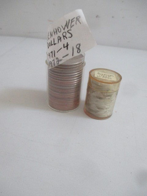 (20) 1964-P Washington Silver Quarters, (4) 1971 & (18) 1972 Eisenhower Dollar Coins (1 of 3)