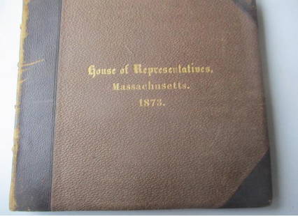 1873 Massachusetts House of Representatives Book: of Portraits - Has Sheets of Portraits of Representatives Glue on Each Page - See photos for condition and details