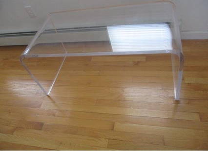 Acrylic Coffee Table: 40" wide - 1" thick - There are some scratches and wear on table. See photos for condition and details