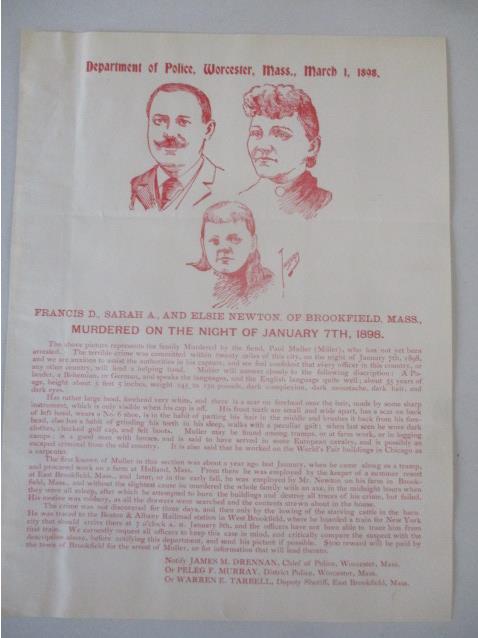 19th Century Axe Murderer Wanted Broadside (1 of 4)