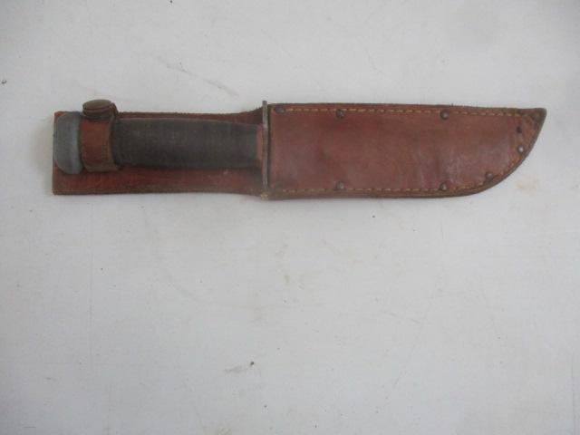 World War II Navy Sailors Knife with Leather Sheath 6" Blade (1 of 11)
