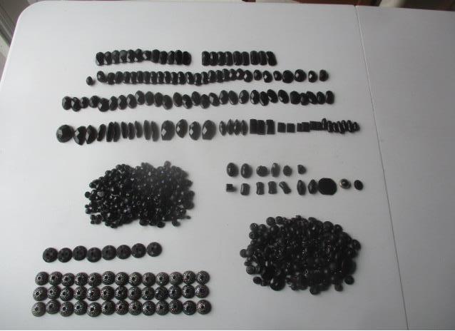Black Glass Faceted Beads/Buttons, Black Glass Buttons, Black Shank Buttons, Set of 8 Black Plastic, (1 of 16)